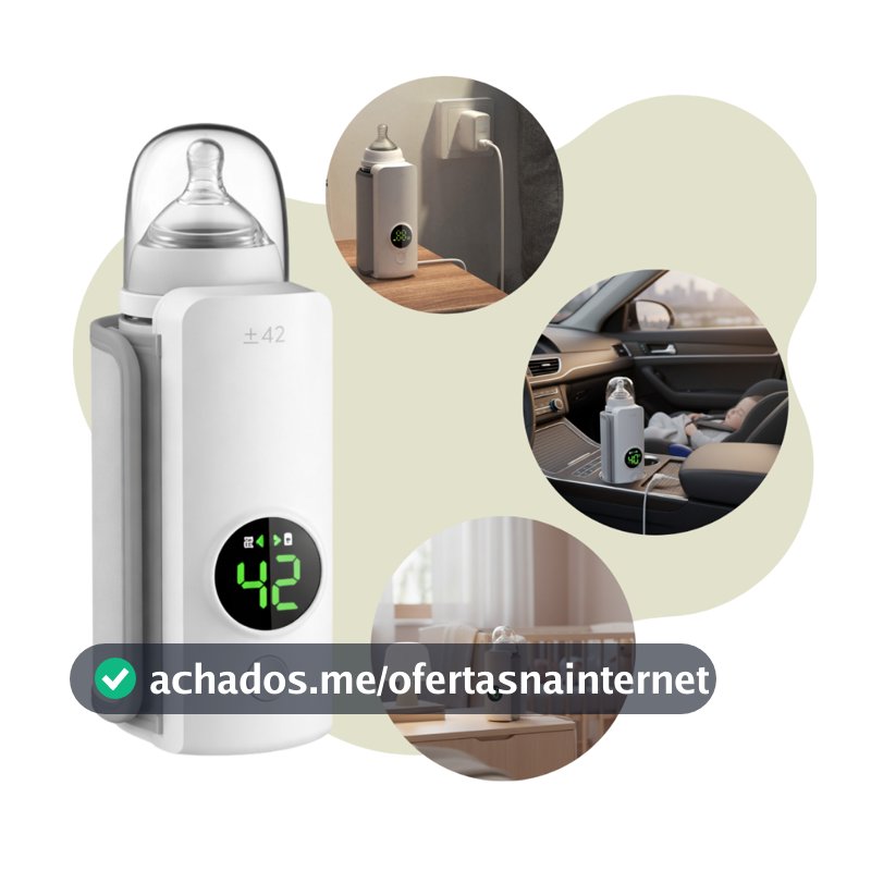 Aquecedor De Mamadeira Portátil Usb Sem Fio Recarregável Display Digital