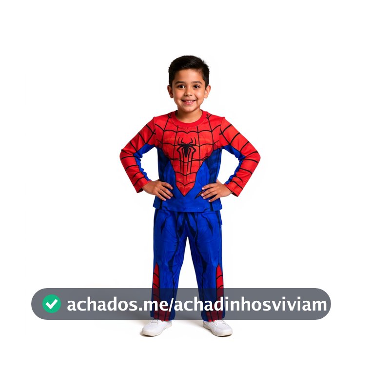 Pijama Infantil Spider Man Aranha Fantasia Menino Conjunto Camiseta e Calça de Herói Dormir e Brincar Confortável