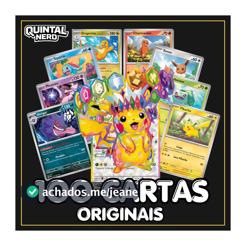 Kit Cartas Pokémon Original Copag (20 a 100) - Brilhantes Inclusas Garantidas Sem Repetidas
