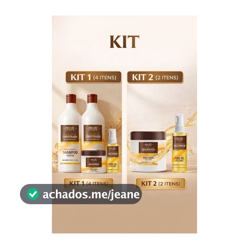 Kit 1  Shampo1l + Condicionado1l + Mascara Macadamia 500g+Óleo Argan 50ml OU kit 2 1un mascara 500g+ 1un oleo 50ml argan