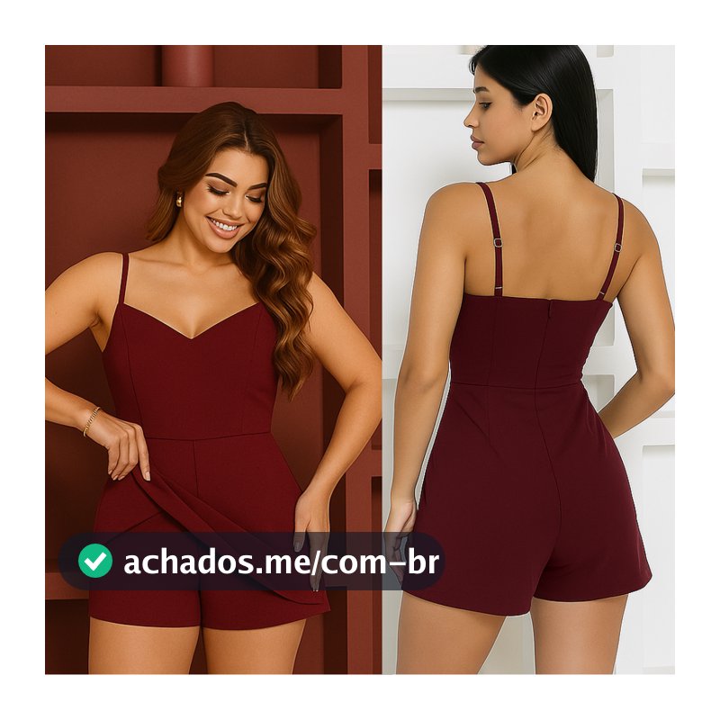 Vestido macaquinho feminino alfaiataria Premiun alcinha com bojo Short Saia