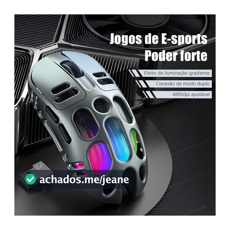 Uniwity Mouse Gamer Sem Fio RGB 6 Botões 4800DPI Modo Duplo Bluetooth + 2.4G USB Ergonômico