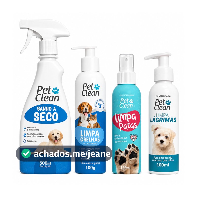 Kit Pet Clean Banho Seco Limpa Patas Orelhas Lágrimas