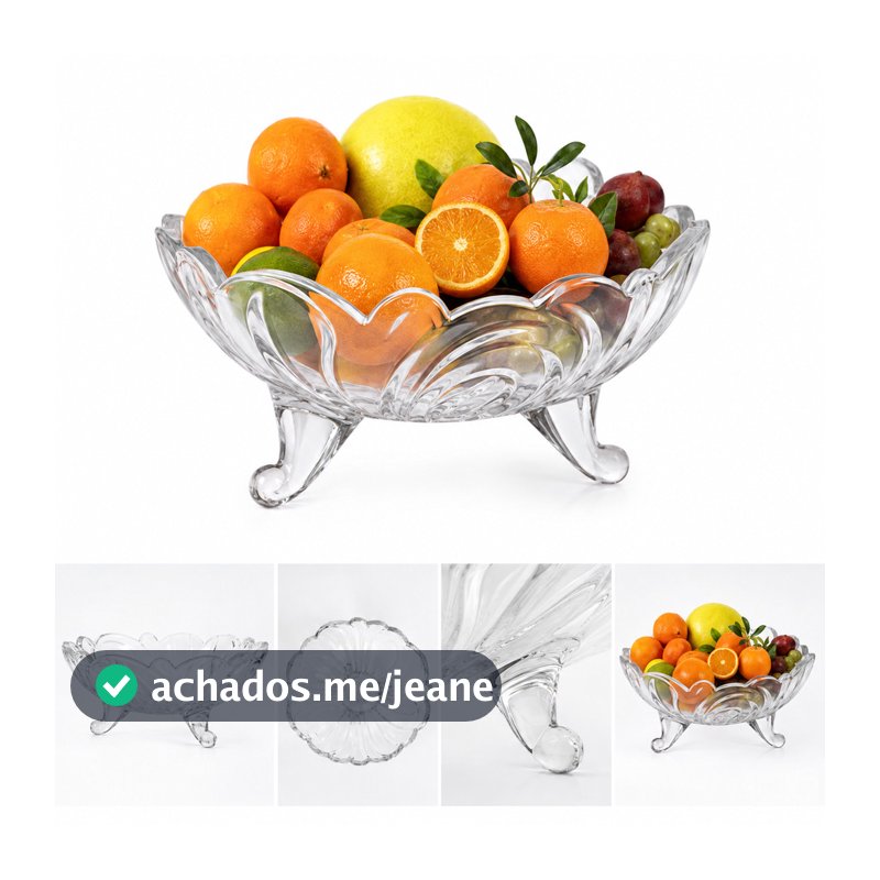 Fruteira Cristal 800ml Vidro para Petiscos e Frutas