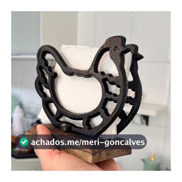 Porta Guardanapo Galinha Estilo Farmhouse Vintage Metal Base Madeira Decoração Mesa Luxo