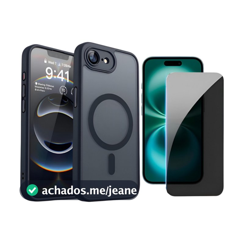 Capa Magsafe Magnetica Para iPhone 16e/17e Com Proteção de Lente +Brind Película Privacidade 5d