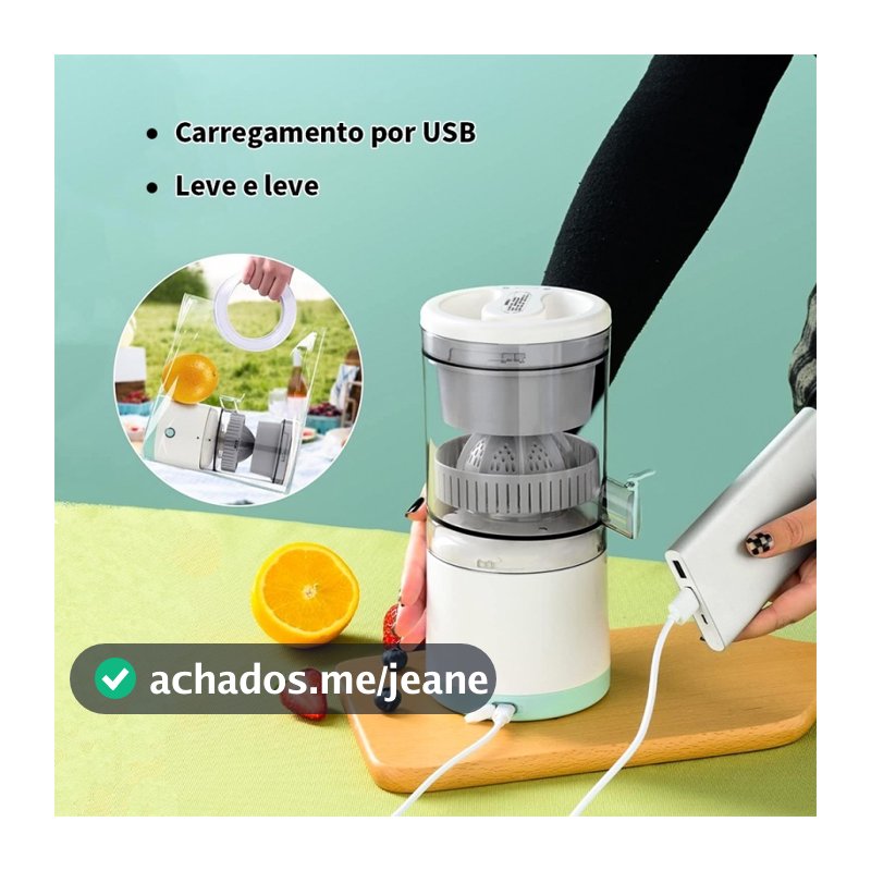 Espremedor Elétrico Laranja Limão Frutas Fazer Sucos Recarregável usb