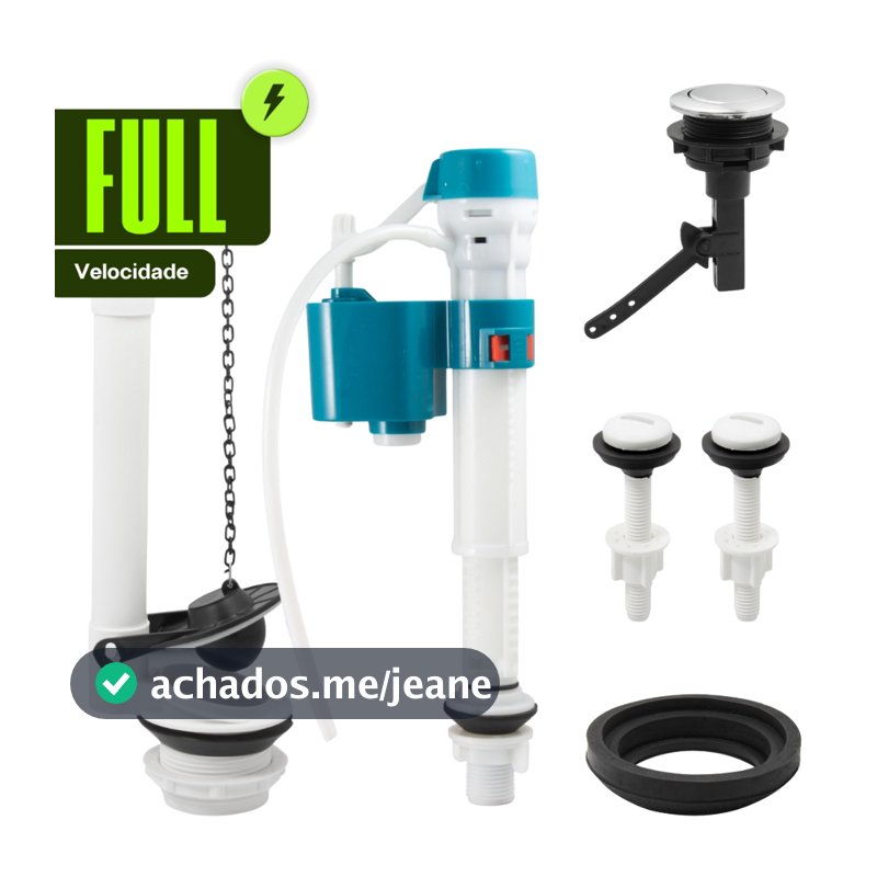 Kit Completo Mecanismo Universal Reparo Caixa Descarga Acoplada Acionamento Superior Banheiro