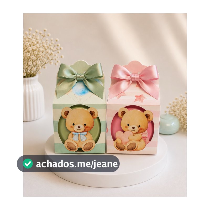 Kit 10 a 30 Caixinhas com Visor de Ursinho