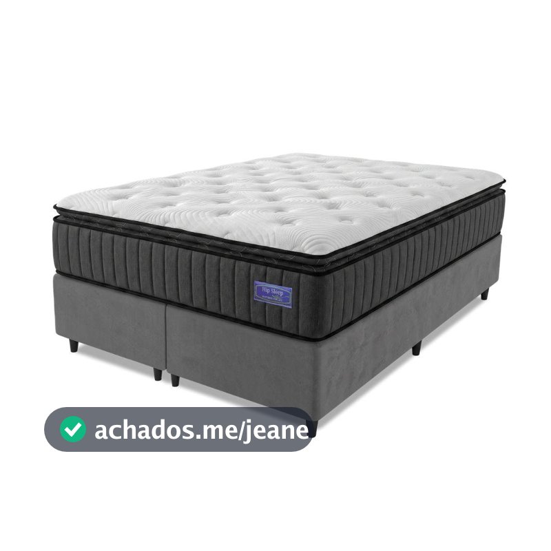 Cama Box Queen Colchão Ortopédico Titã Molas Ensacadas Pillow Top 158x198x72cm Hip Sleep