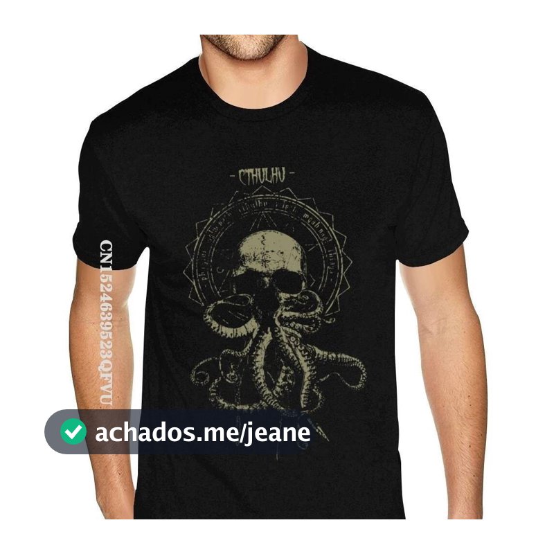 Camiseta Cthulhu para Homens, Camiseta de Anime, Camiseta de Algodão Premium para Homens, Camisetas Europeias para Homen