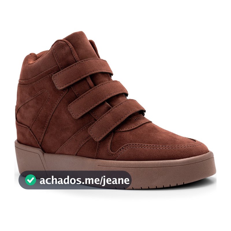 Tênis Feminino Lumiss Sneaker Cano Alto Salto Confortável Tiras Velcro