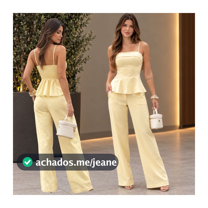 Conjunto Feminino Cropped Peplum e Pantalona