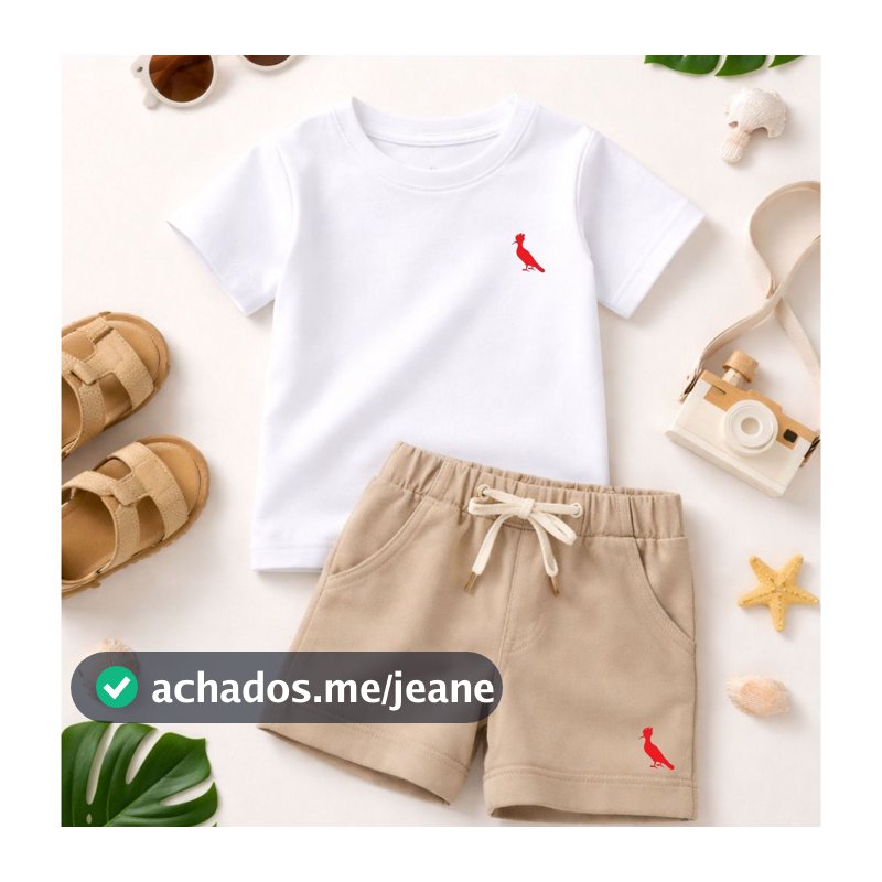 Conjunto Infantil para meninos -Estiloso - Camiseta manga curta e Bermuda de moletom básico casual