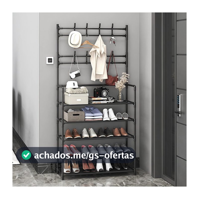 Arara 4/5 Andares Multiuso c/ Sapateira, Cabideiro e Suporte p/ Roupas, Tênis e Closet Quarto