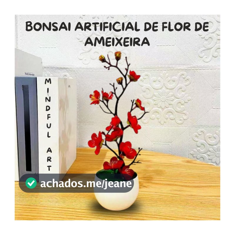 Bonsai Árvore de Flor de Ameixeira Vermelha Artificial – Realismo Beleza eterna sem manutenção.