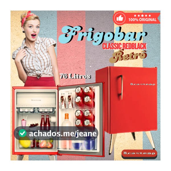 LANÇAMENTO! FRIGOBAR RETRÔ GELADEIRA BRASTEMP 76 LITROS VERMELHO CLASSIC RED /  PRETO CLASSIC BLACK – 110V / 220V