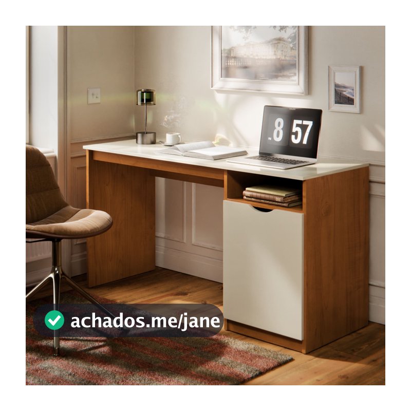 Escrivaninha Home Office De Escritório Resistente Com Porta E Nicho Mesa De Estudo Para Computador Notebook MDF Maxi