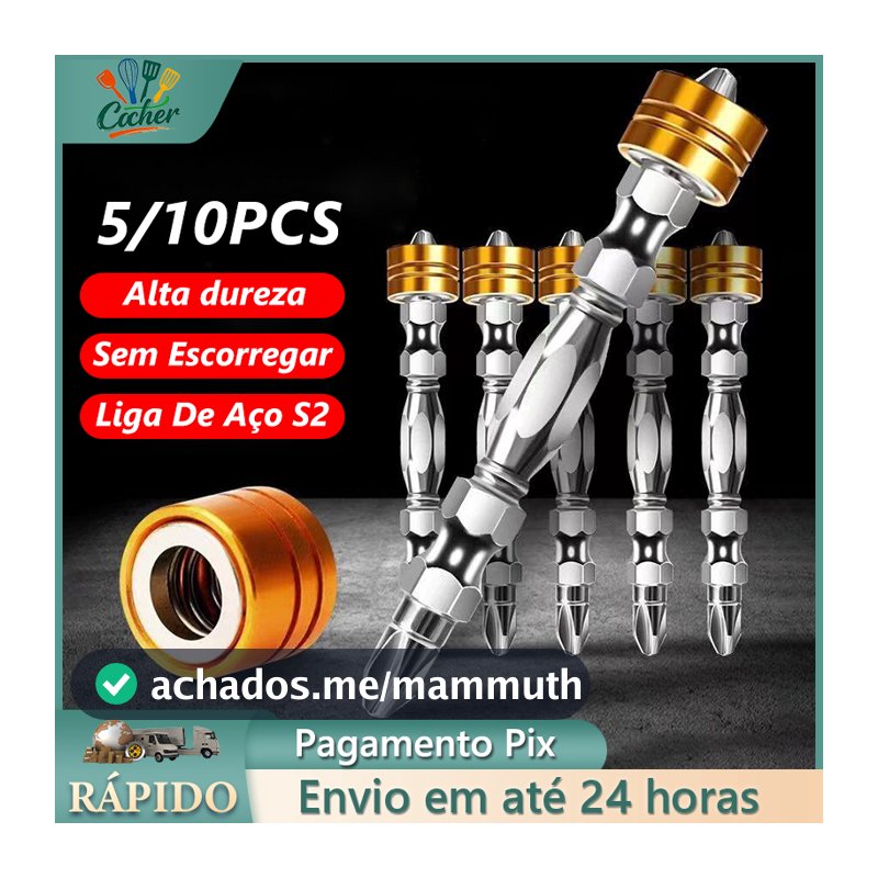 Kit C/ 10 Bits Magnético Ponteira Philips Parafusadeira Ph2 Parafusadeira e Precisão