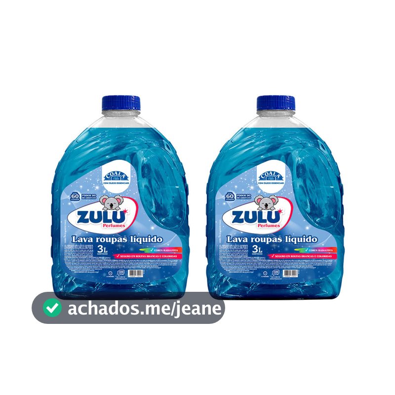 Kit 2 Lava Roupas liquido Zulu perfumes/Coala 3L