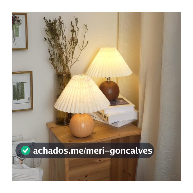 Abajur Luminária De Mesa Estilo Japonês Plissado De Madeira Cabeceira Quarto Sala Estudo Leitura