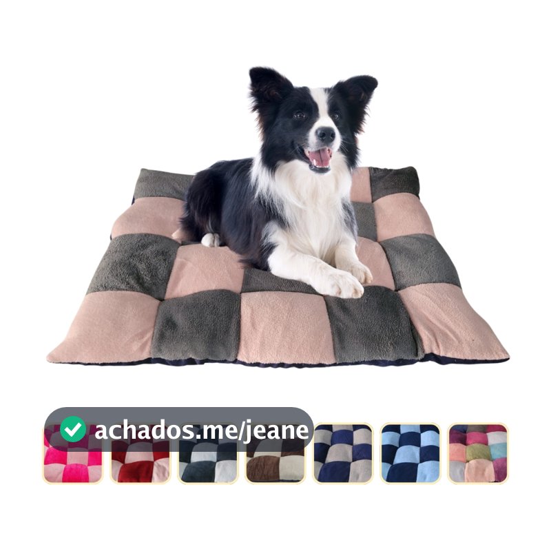 Almofada Pet 50x60 cachorro Gato Cama Conforto Colchonete Quadriculado