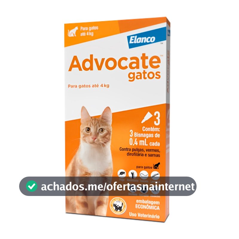 Antipulgas Advocate Elanco Gatos Até 4kg 3 Bisnagas De 0,4ml