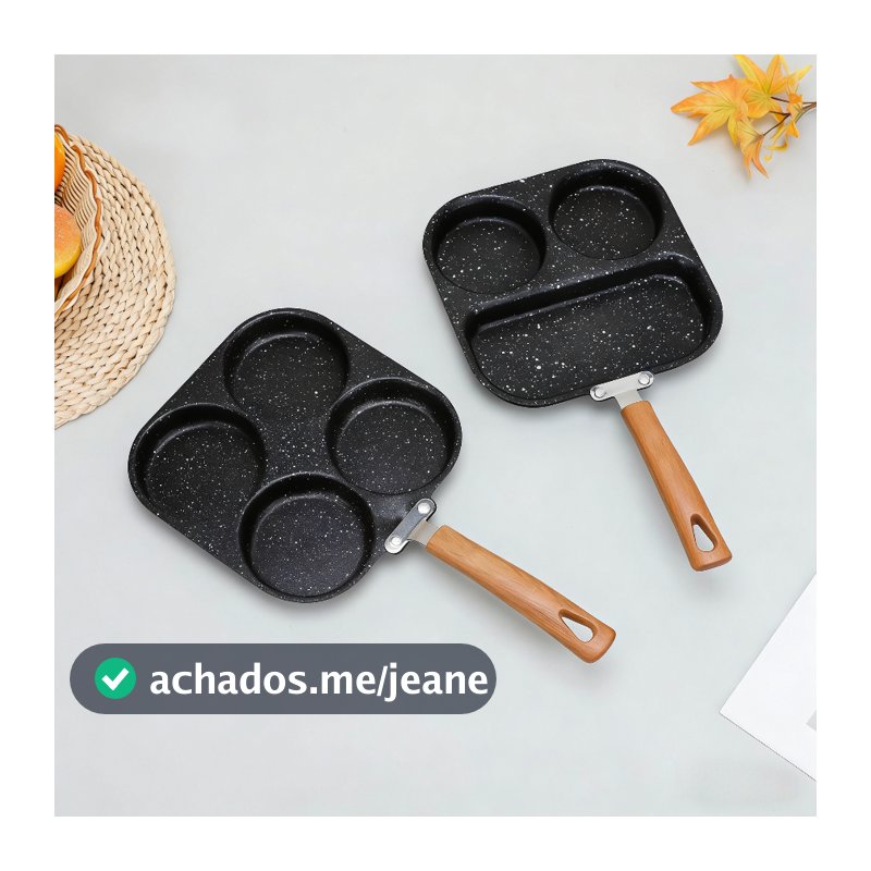 Frigideira Antiaderente 4 Furos para Ovos e Hambúrguer | Chapinha de Café da Manhã com Revestimento de Pedra