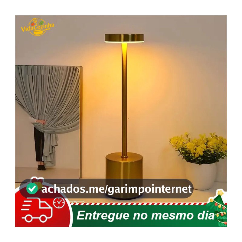 Luminária Abajur de Mesa Candeiro Dumbbell Touch de Quarto Luxuosa 3 Tons de Led