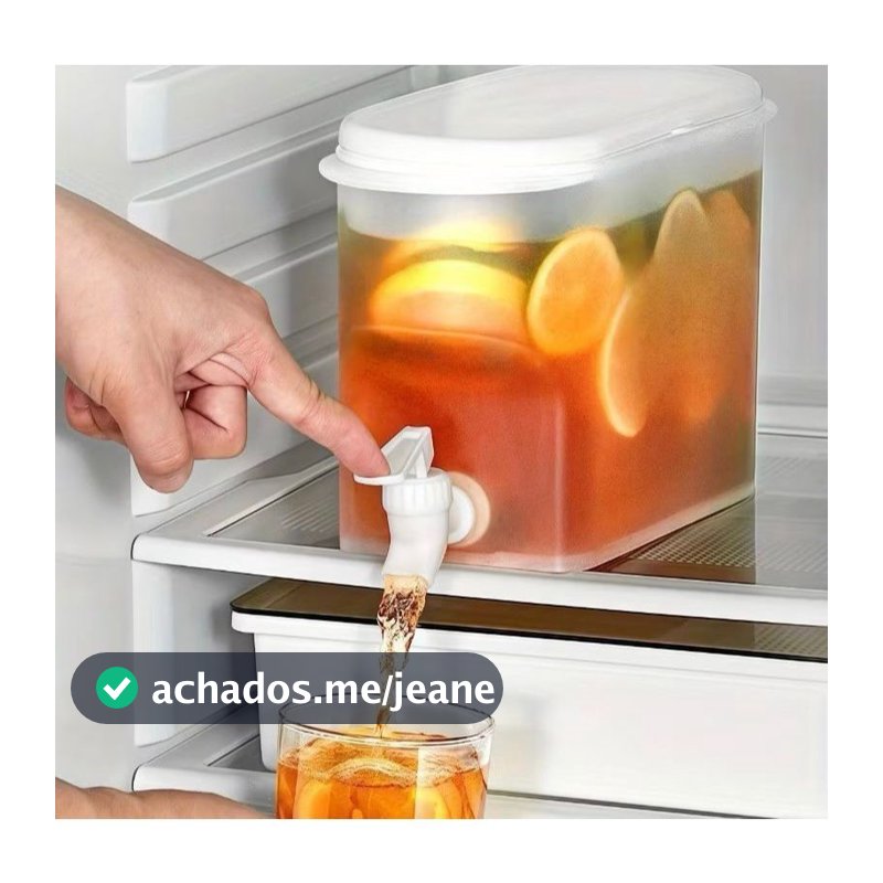 Suqueira Plástica Com Tampa E Torneira Para Geladeira Capacidade 3 Litros Para Agua Suco E Refri