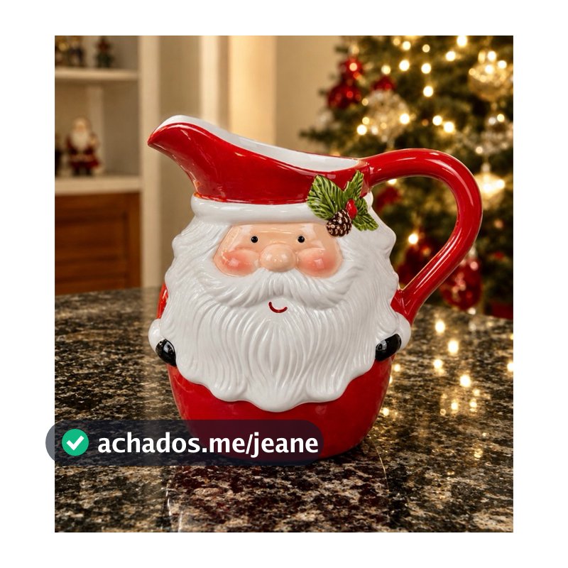Jarra Natalina Grande Papai Noel em Porcelana 2150ml – Elegância e Encanto para sua Mesa de Natal