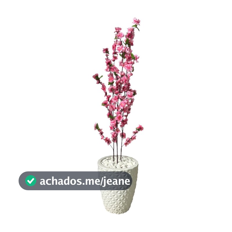 Planta Cerejeira Artificial  Decoração Casa Sala Escritório Com Vaso 3D Branco Decorativo