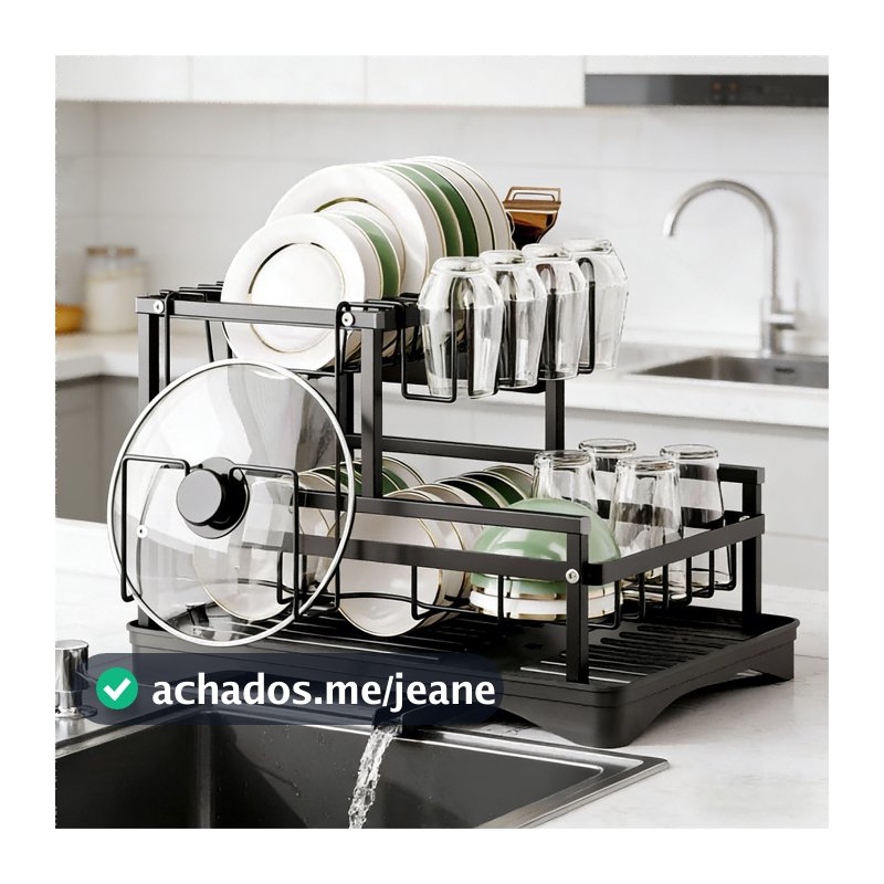 Escorredor de Louças Rack Aço Carbono Organizador Preto