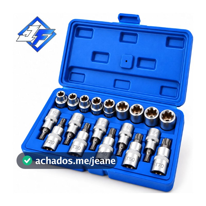 Kit Jogo Soquetes Torx Macho Femea Cr-v 1/2 19pcs Maleta