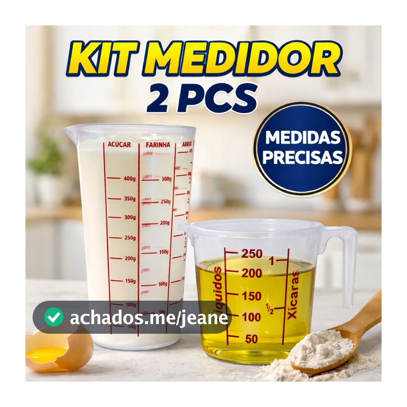 Kit Medidor Culinário Copo 500ml + Jarra 250ml Dosador Para Receitas Líquidos e Alimentos