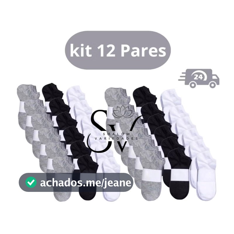 Kit 3, 6 e 12 Pares De Meias Soquete Unissex Cano Curto Otima Qualidade