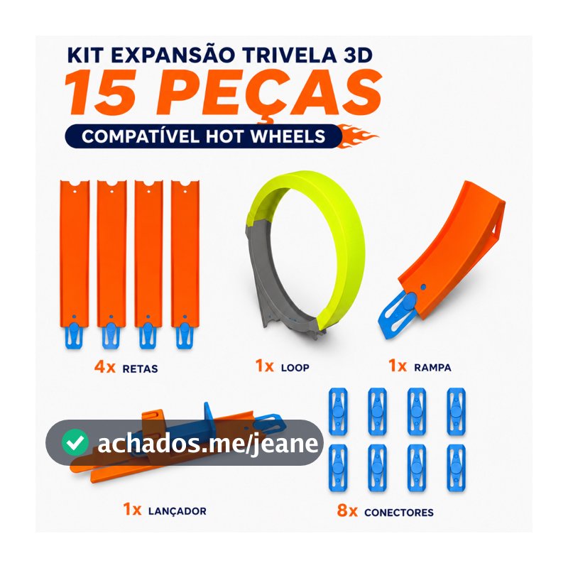 Kit Pista 3D Completo Compatível Com Pistas Hot Wheels | Loop Rampa Lançador