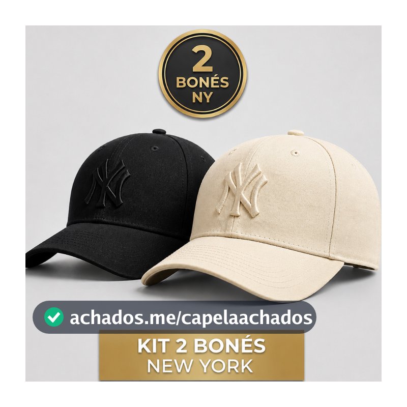 Kit 2 Bonés New York NY Bordado | Feminino Masculino | Premium | Aba Curva | Ajustável | Várias Cores - ENVIO IMEDIATO