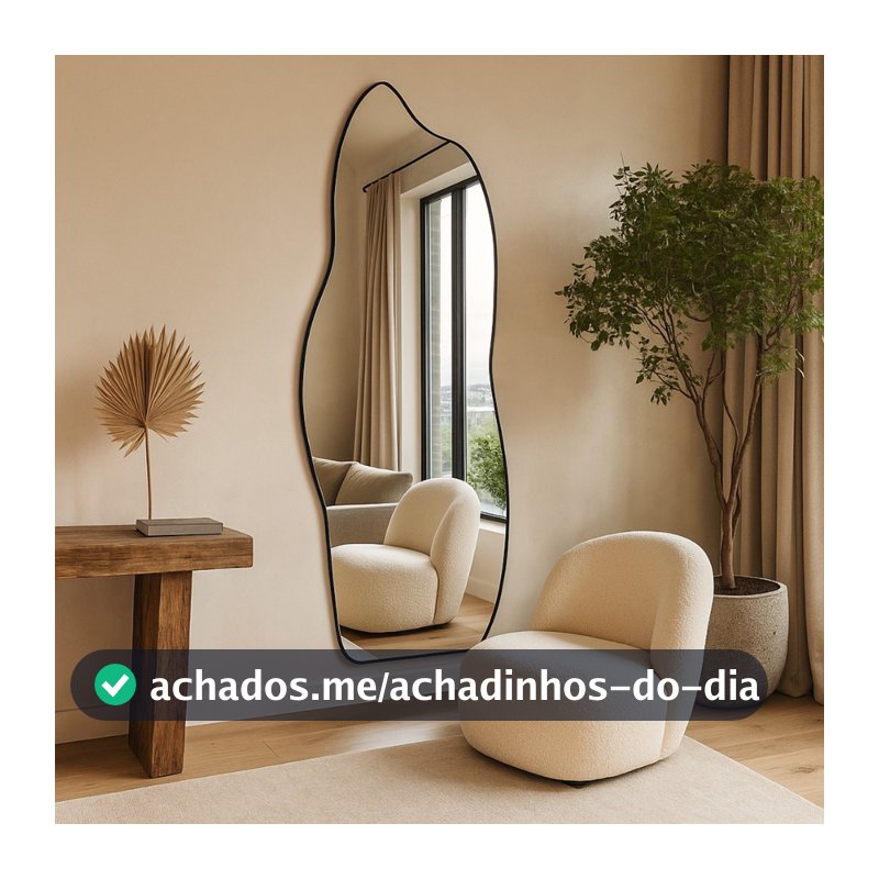 Espelho Orgânico Corpo Inteiro Grande 160x70cm Modelo Fogo Decorativo Para Sala Quarto
