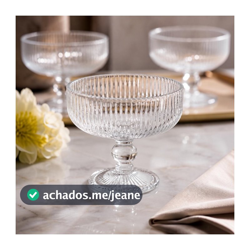 Jogo 6 Taças de Vidro potes Para Sobremesa e Sorvete 320ml