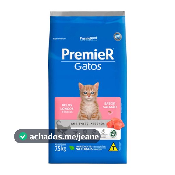 Ração Premier Ambientes Internos Gatos Filhotes Salmão 7,5kg