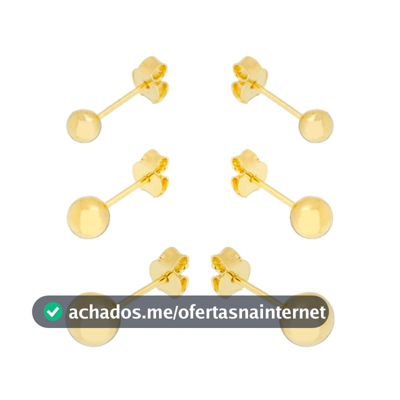 Kit 3 pares de Brincos de Bolinhas Trio Folheado a Ouro 18K Feminino Antialérgico SEMI JOIA Moda