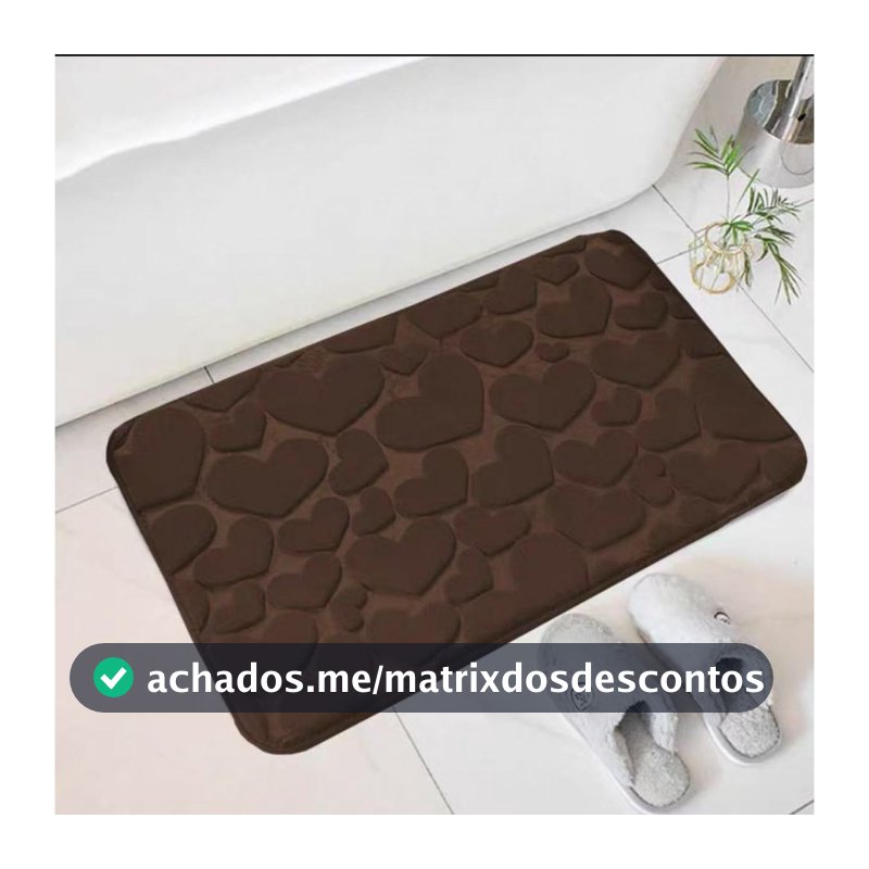 Tapete de Porta Para Banheiro Macio Antiderrapante Design Coração