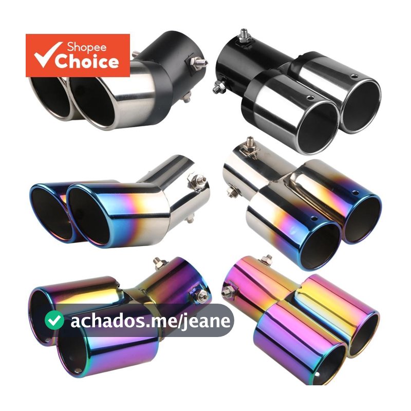 QP0026 Tubo Traseiro De Escape Duplo Universal Para Carro , Ponta Silenciadora De Aço Inoxidável , Acessório De Modifica