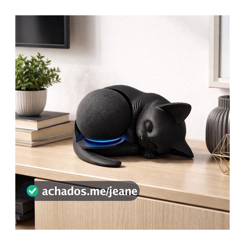 Suporte Para Alexa Echo Dot 4ª E 5ª Geração Gato Decorativo Boreal 3D Para Mesa Estante Rack