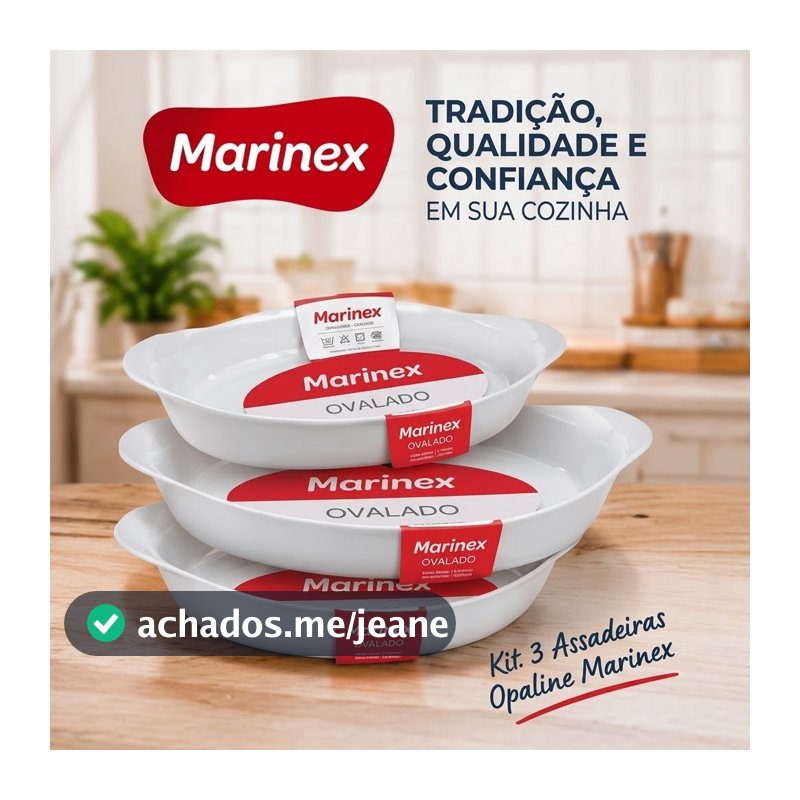 Kit Assadeiras Travessas de Vidro Temperado Opaline Marinex 600ml Forno Air fryer Micro-ondas Freezer