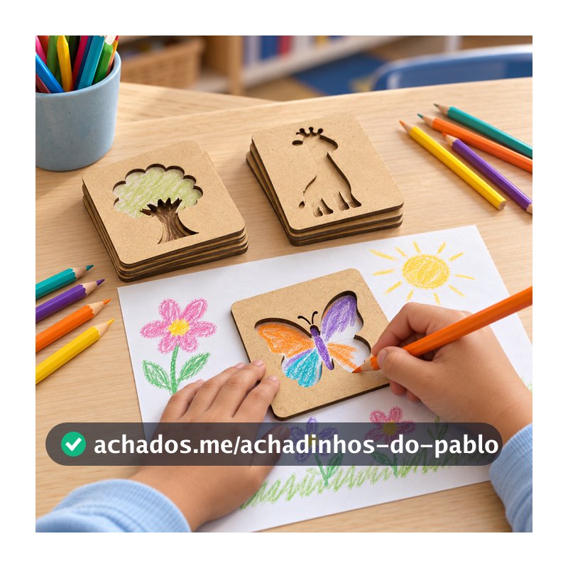 Kit 20 Moldes Vazados Natureza Animais Objetos Para Pintura e Desenho Infantil em MDF