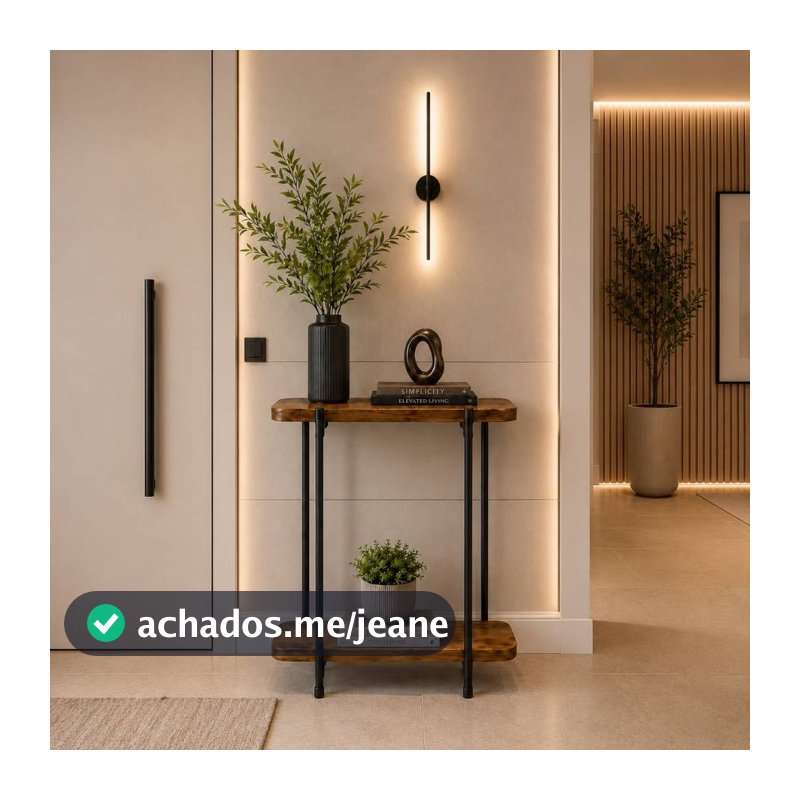 Aparador Industrial Tubular Buffet Ferro Preto Madeira Imbuia P/ Sala De Estar Decoração Hall Minimalista Casa