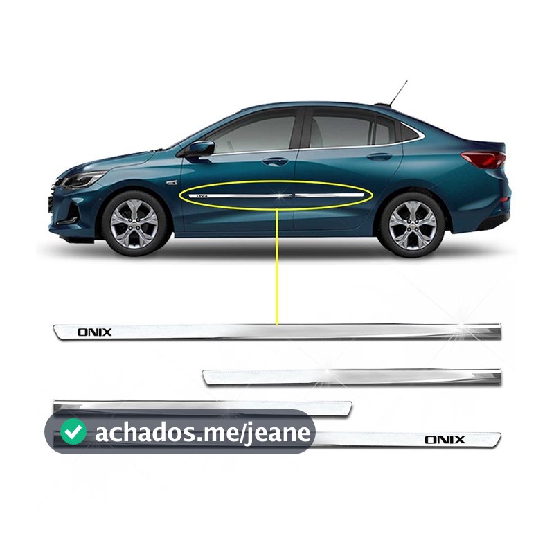 Jogo Friso Lateral Slim Onix 2012 á 2023 Kit Cromado Personalizado 4 Portas