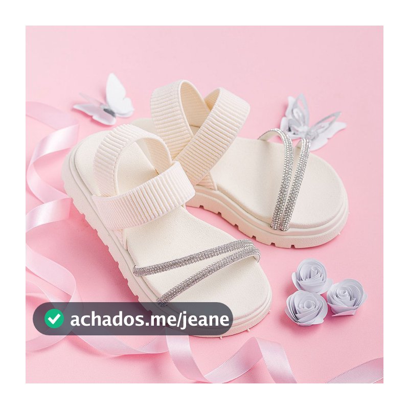 Sandália Infantil Comfortflex Menina Com Tiras De Strass Off Dia Das Crianças